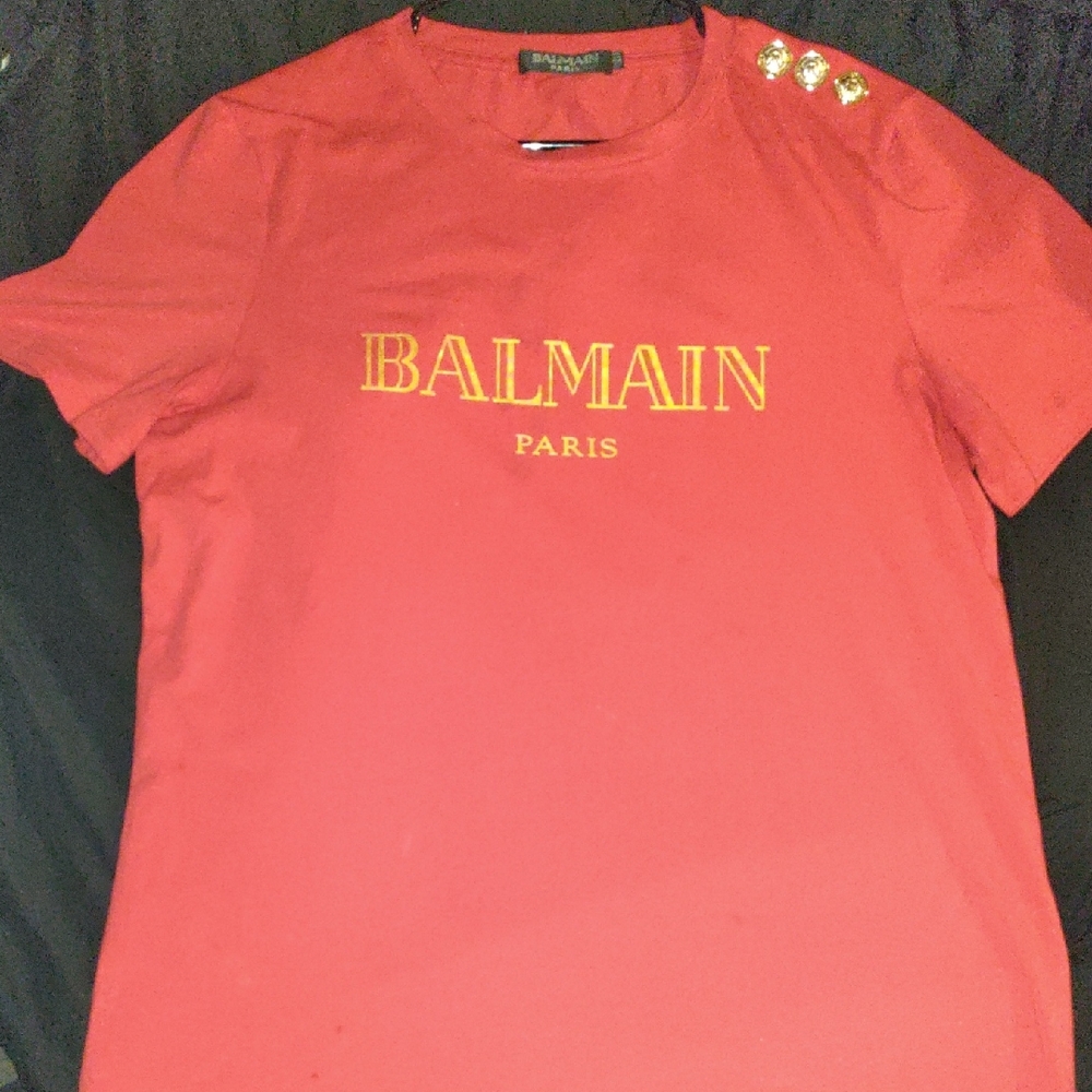 Balmain Red Top with Gold Label